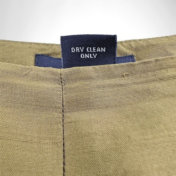 90's/Y2K Vintage Olive Silk Shantung Cigarette Pants - Picture 12 of 12